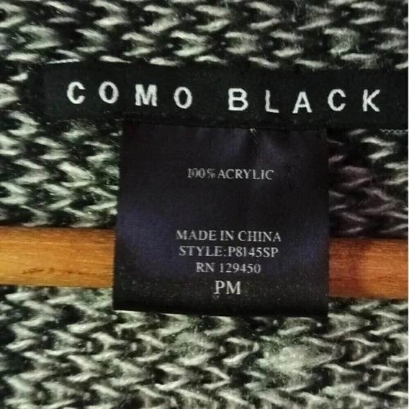 Como Black Vest Sweater black & white open sleeveless cardigan size pm - Picture 4 of 4